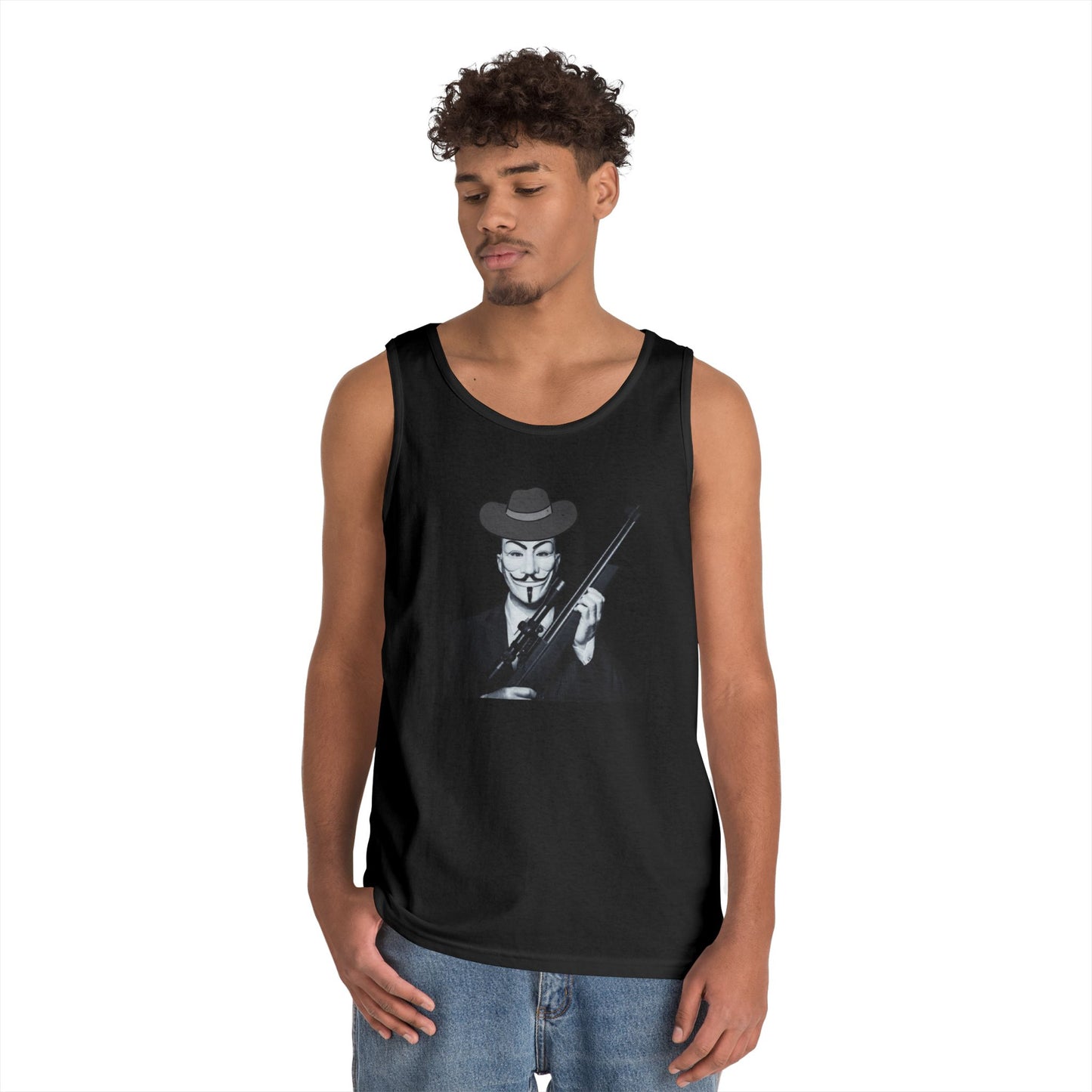 Guy Fawkes Tank Top for Activists – Unisex Heavy Cotton