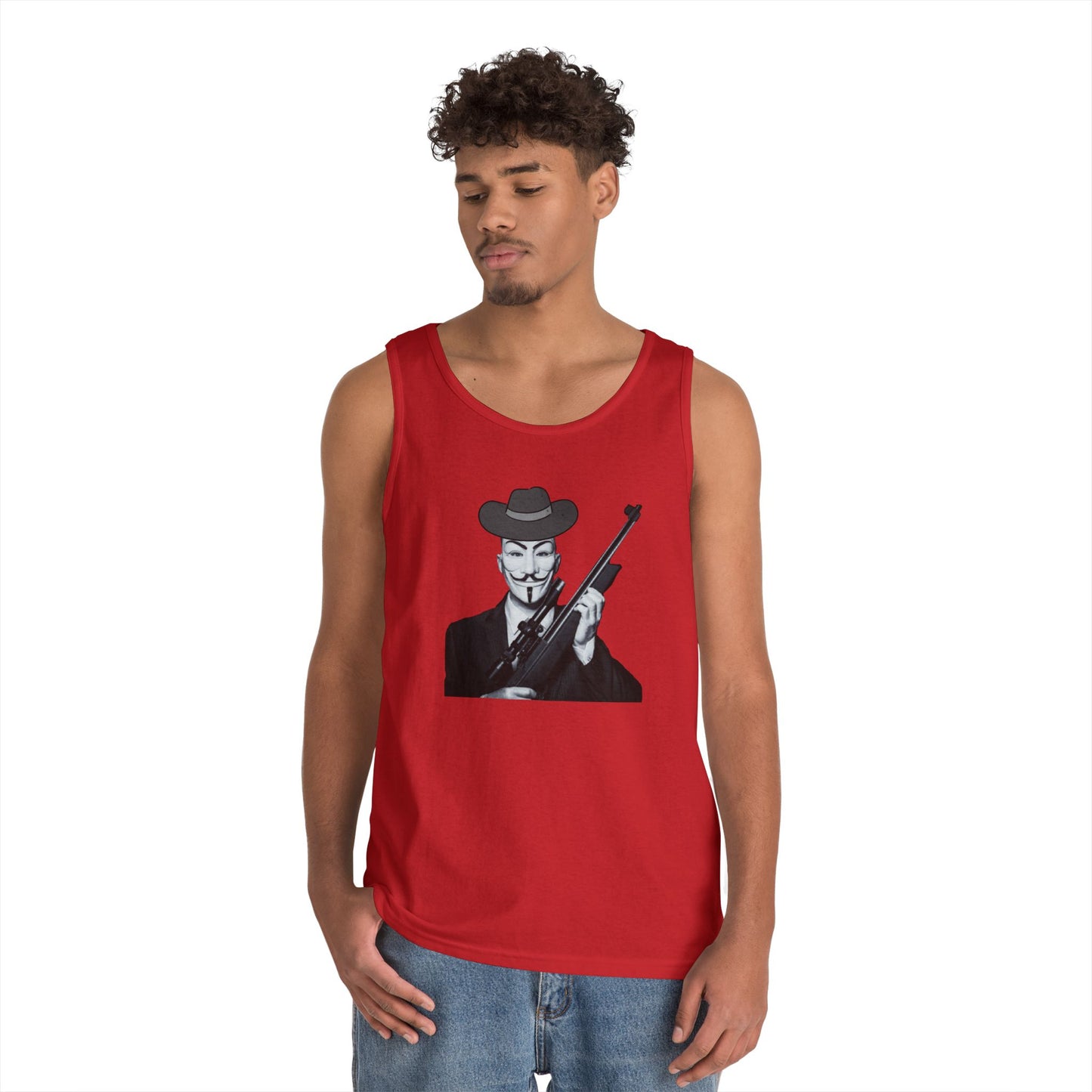 Guy Fawkes Tank Top for Activists – Unisex Heavy Cotton