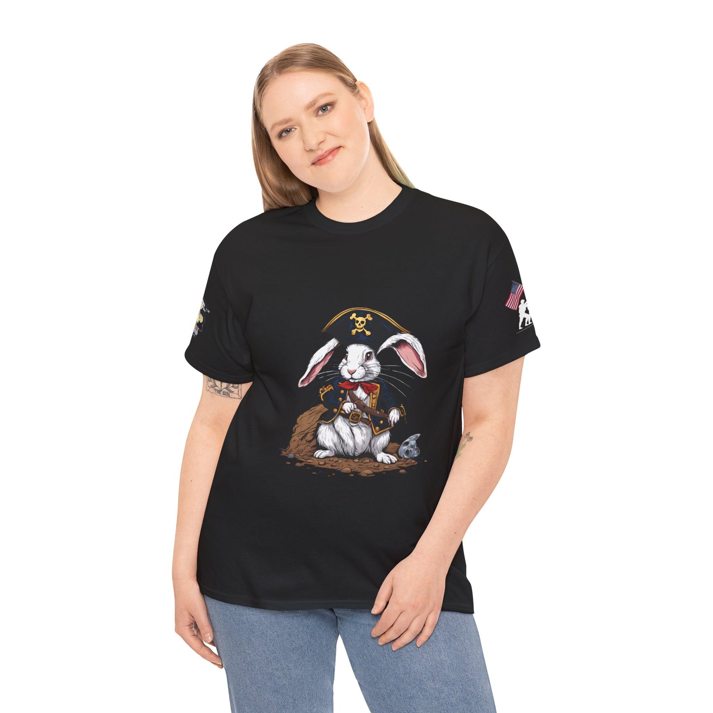 Pirate Bunny Unisex Heavy Cotton Tee - Adventure-Inspired Graphic T-Shirt