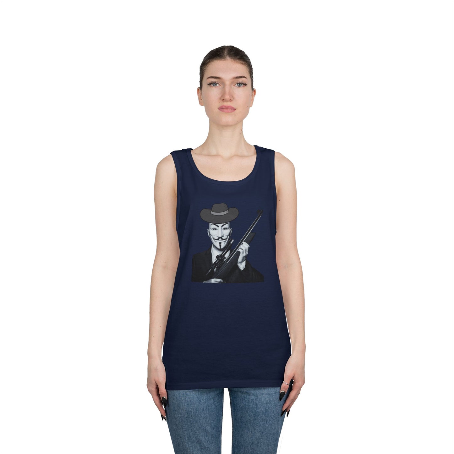 Guy Fawkes Tank Top for Activists – Unisex Heavy Cotton