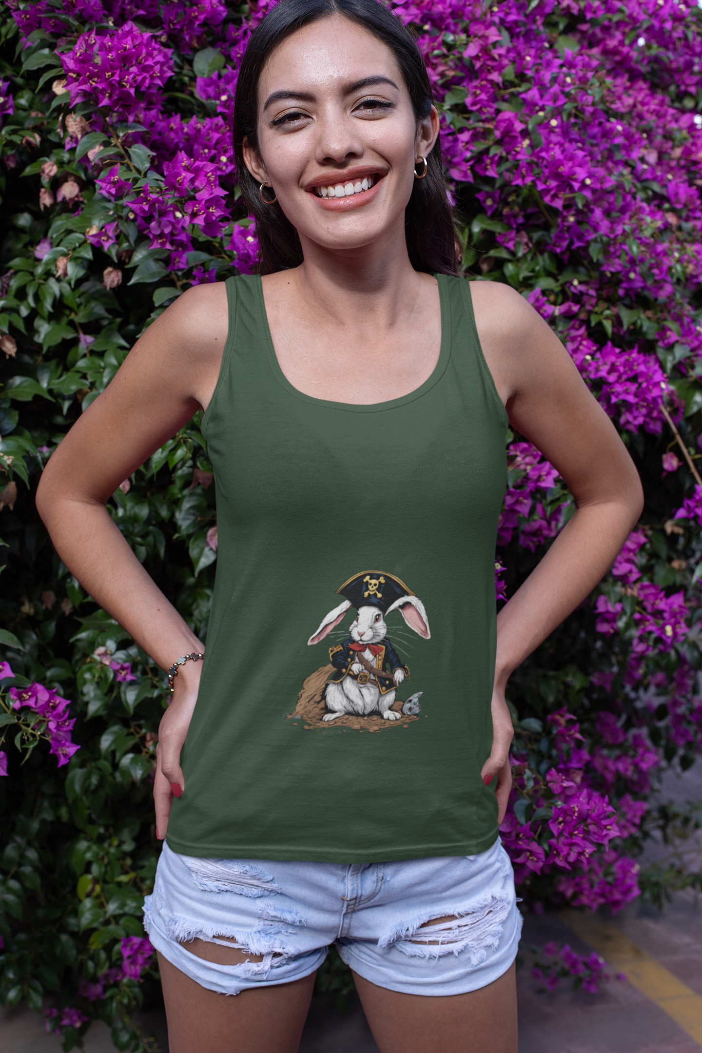 Pirate Bunny Unisex Heavy Cotton Tank Top | Fun Summer Apparel | Perfect for Festivals and Parties