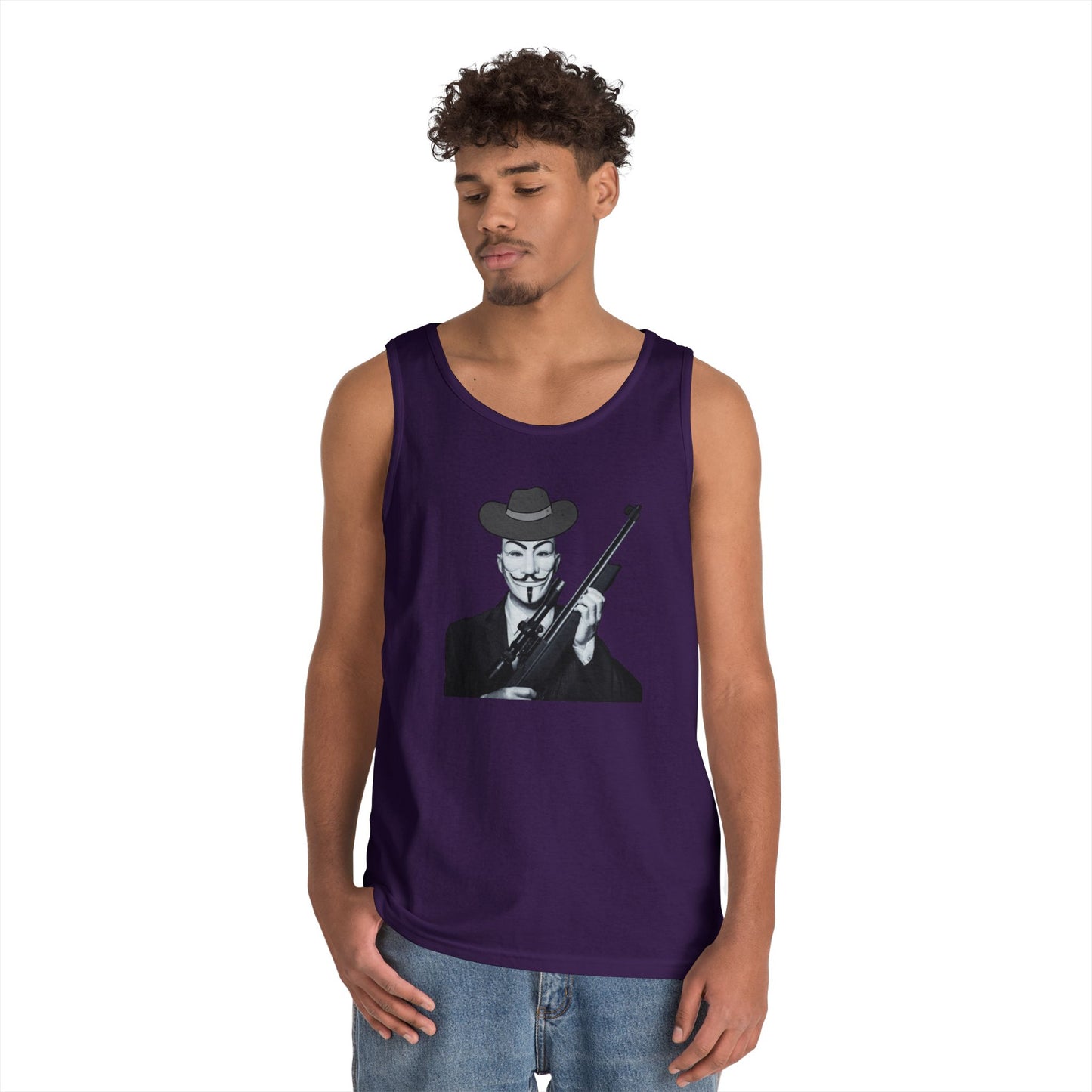 Guy Fawkes Tank Top for Activists – Unisex Heavy Cotton