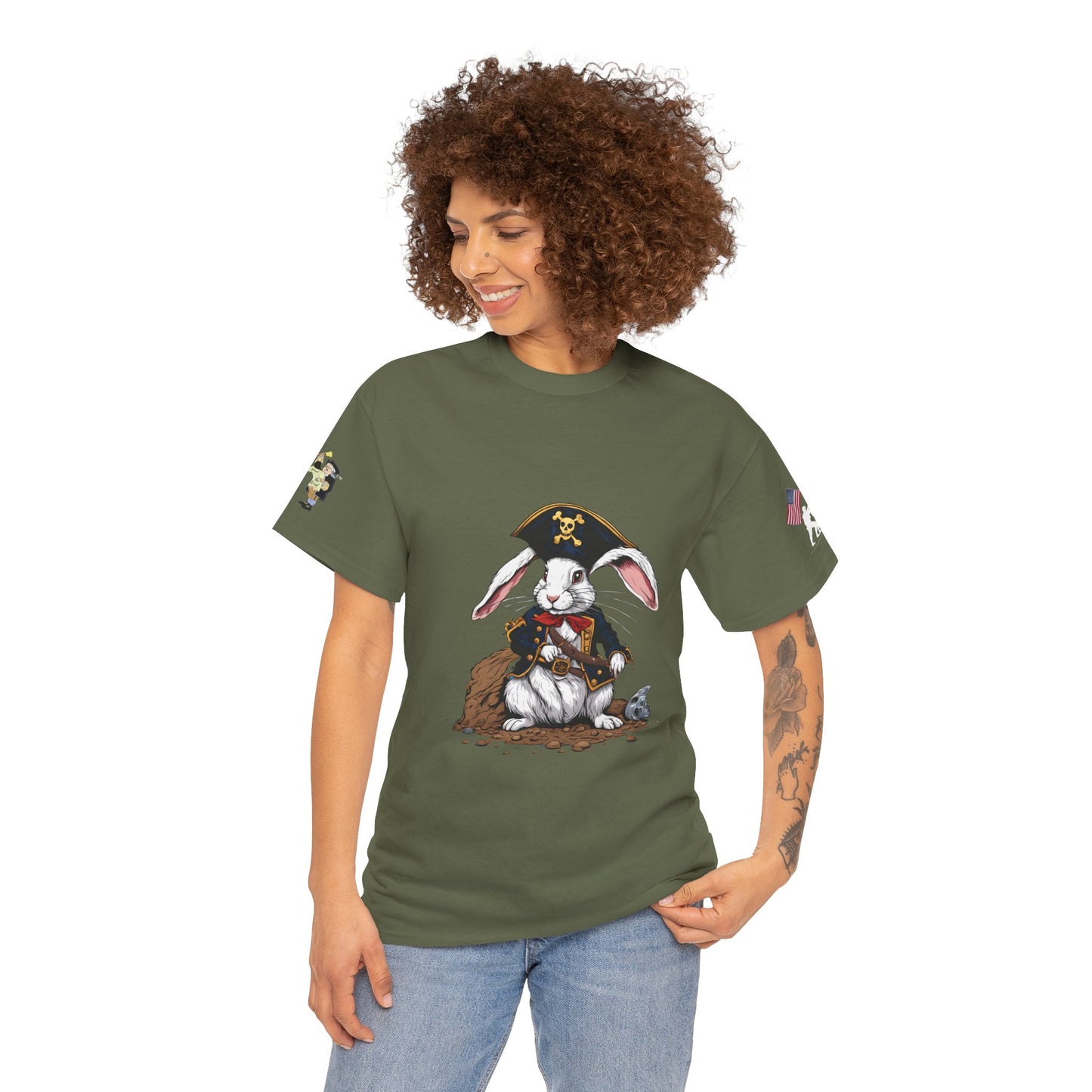 Pirate Bunny Unisex Heavy Cotton Tee - Adventure-Inspired Graphic T-Shirt