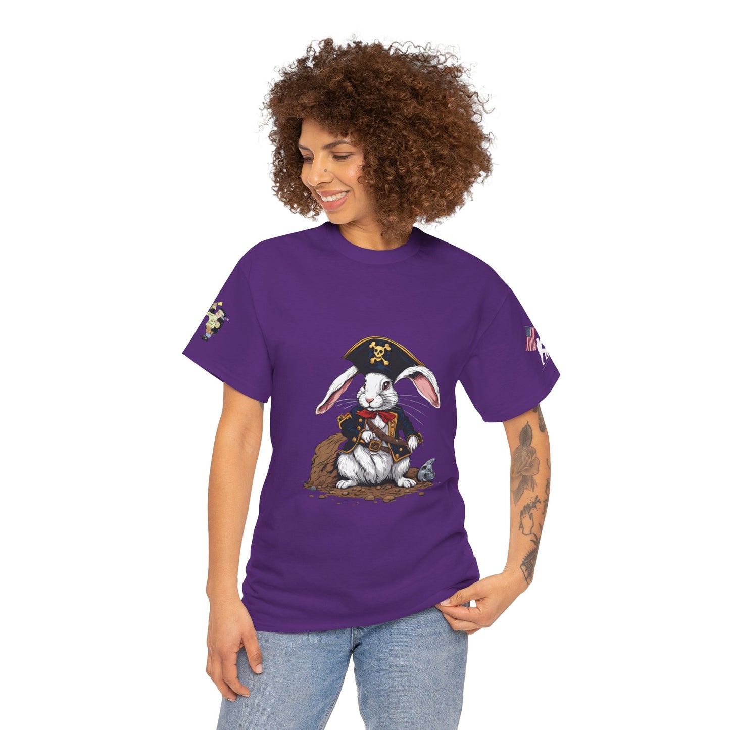 Pirate Bunny Unisex Heavy Cotton Tee - Adventure-Inspired Graphic T-Shirt
