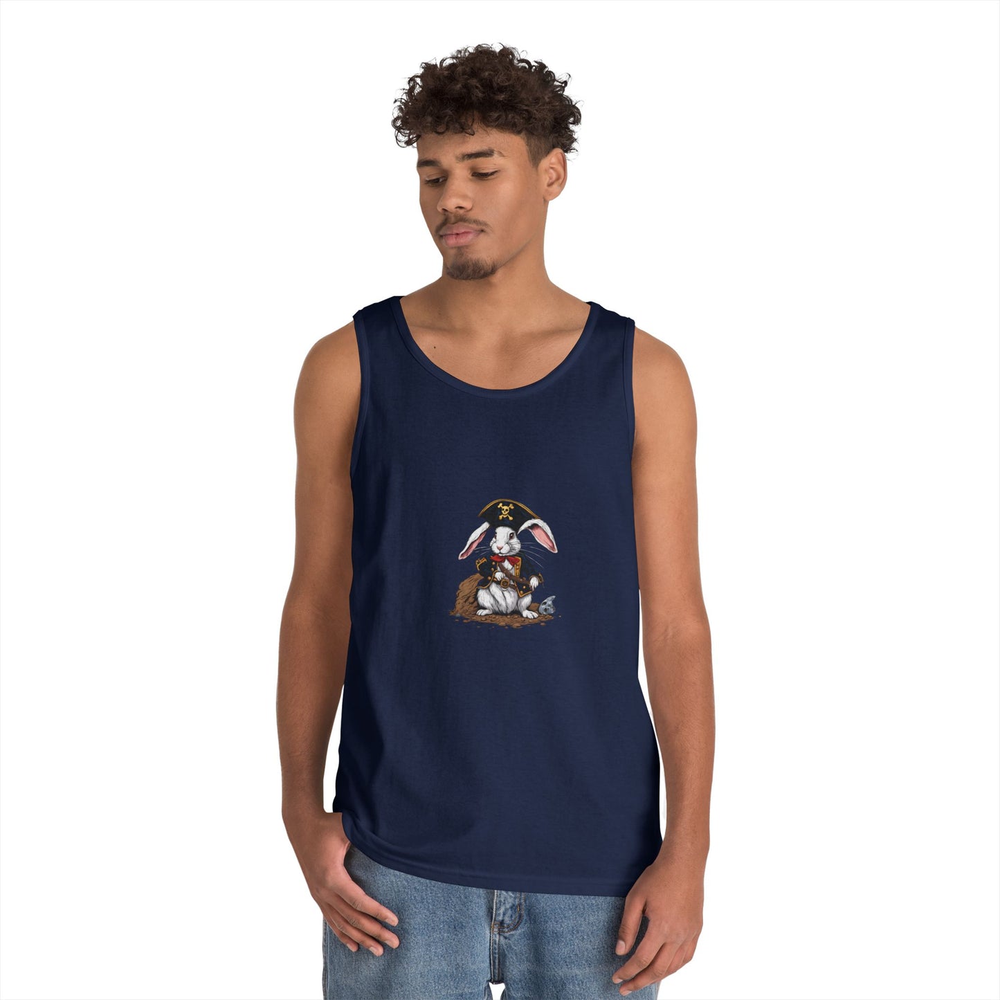 Pirate Bunny Unisex Heavy Cotton Tank Top | Fun Summer Apparel | Perfect for Festivals and Parties