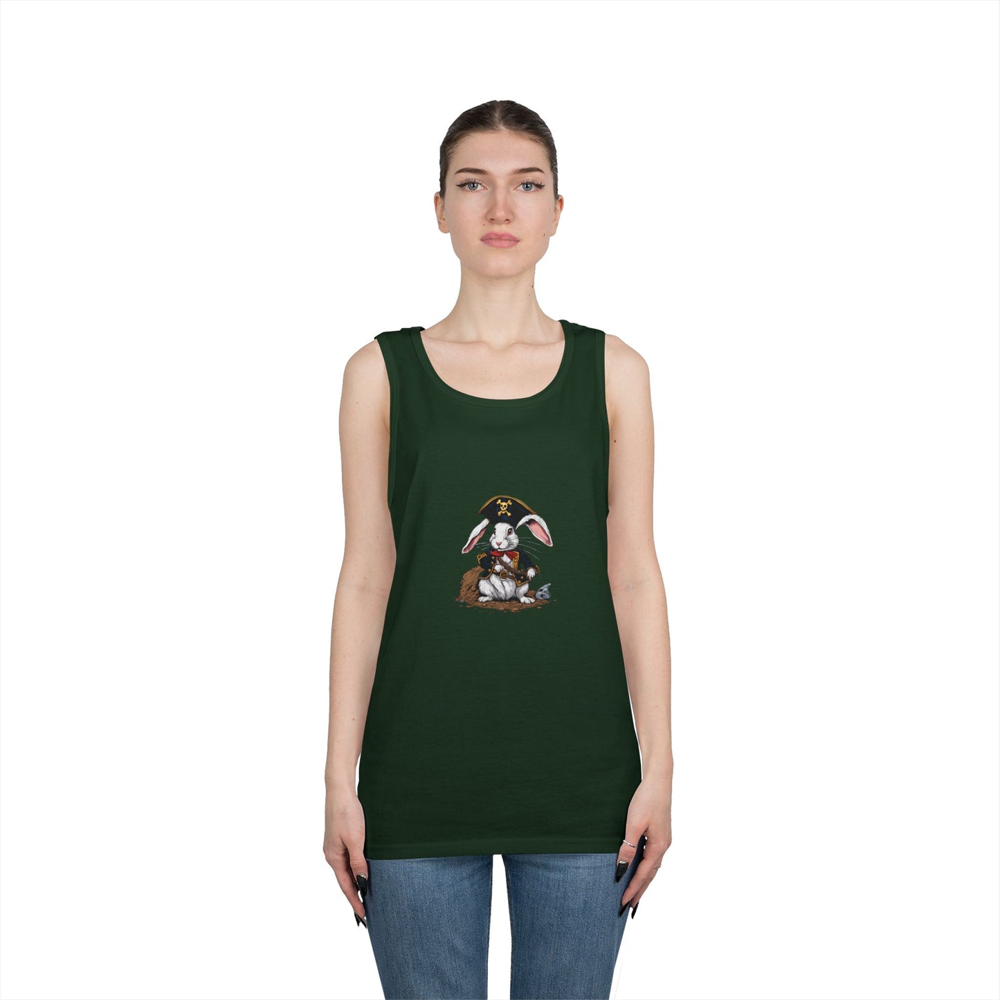 Pirate Bunny Unisex Heavy Cotton Tank Top | Fun Summer Apparel | Perfect for Festivals and Parties