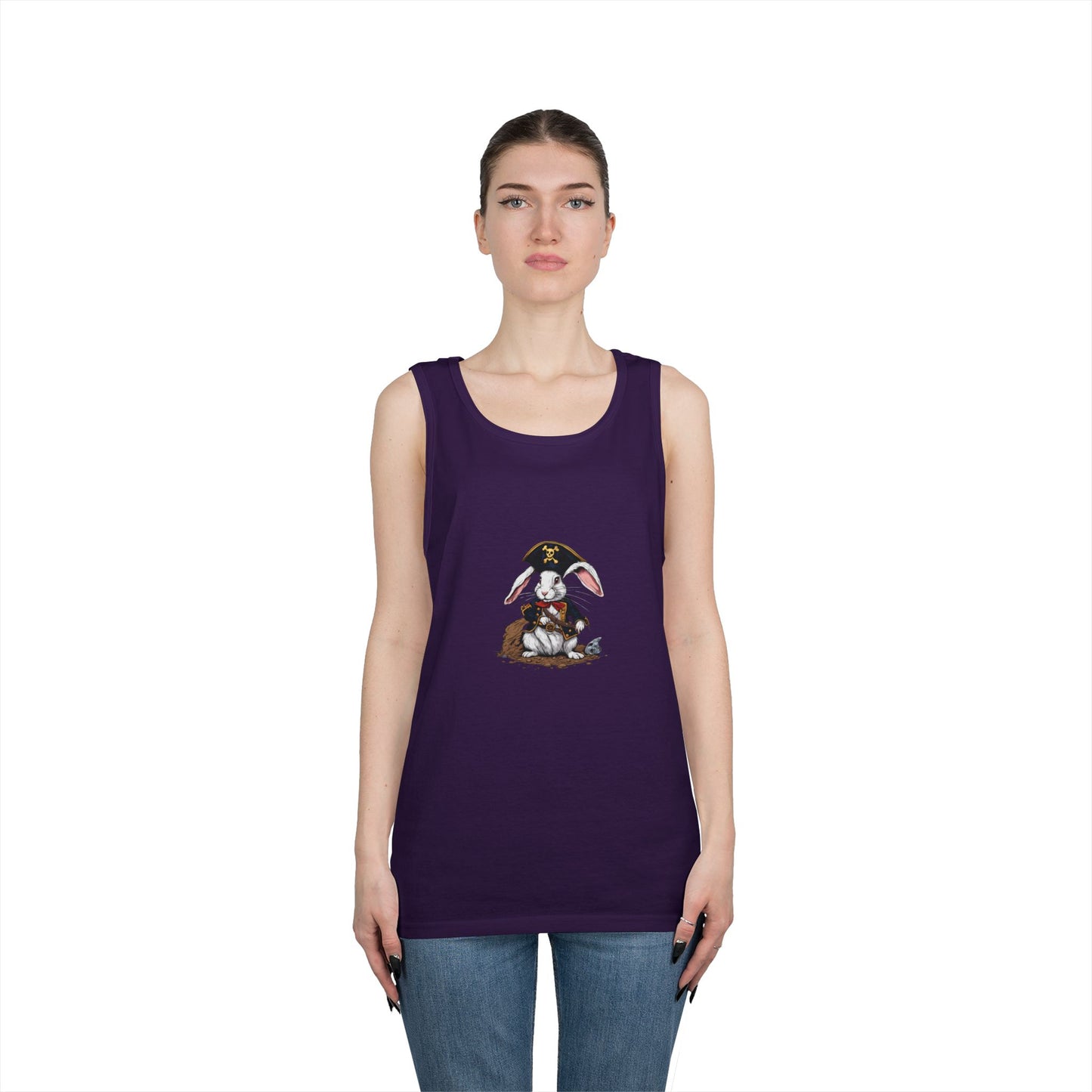 Pirate Bunny Unisex Heavy Cotton Tank Top | Fun Summer Apparel | Perfect for Festivals and Parties