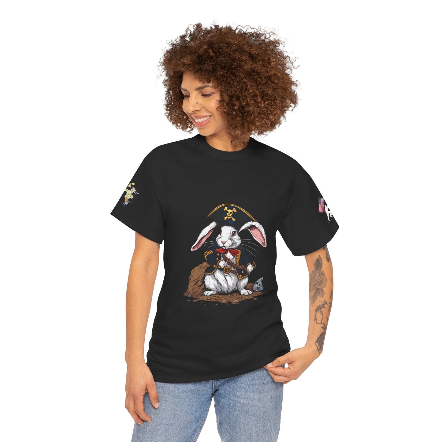 Pirate Bunny Unisex Heavy Cotton Tee - Adventure-Inspired Graphic T-Shirt
