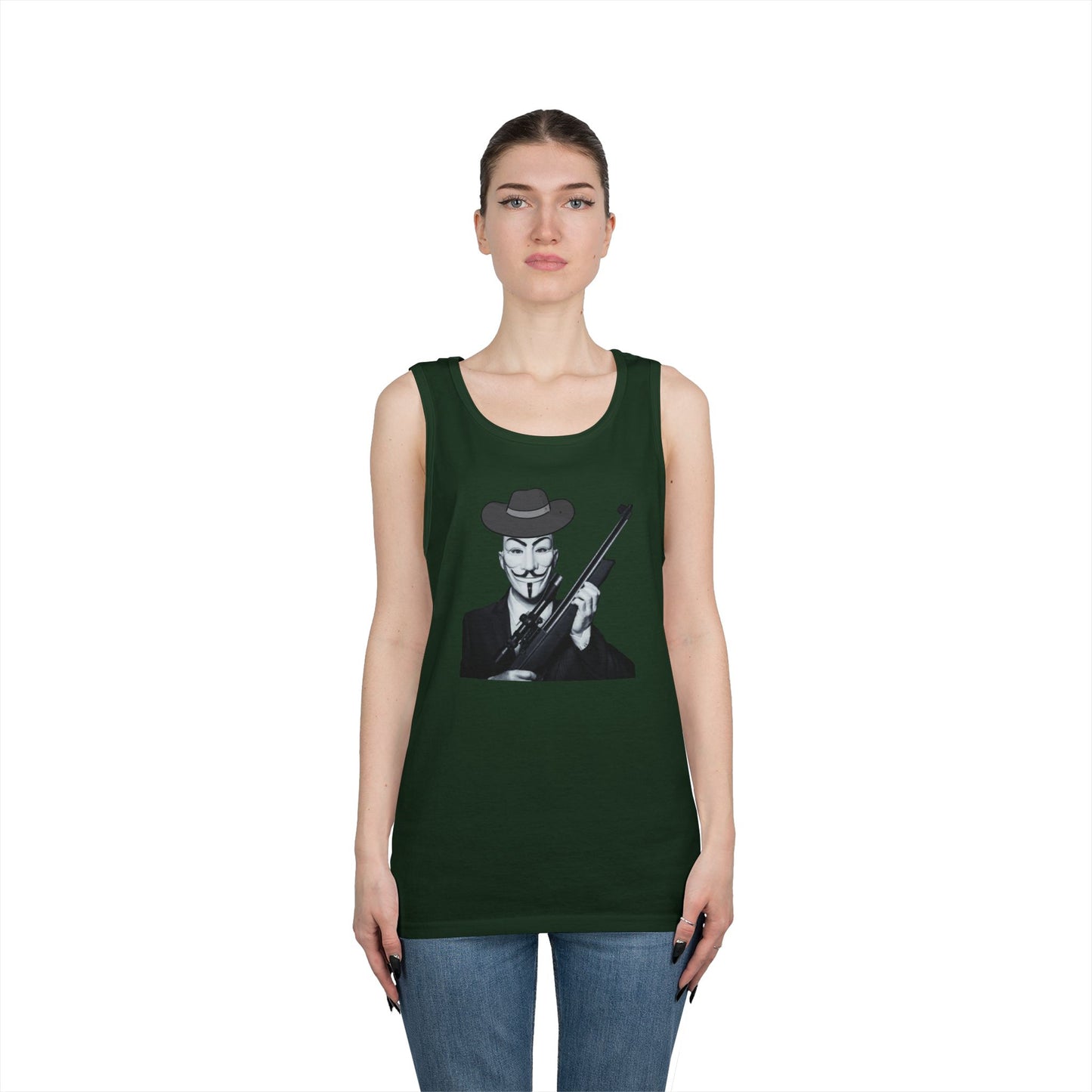 Guy Fawkes Tank Top for Activists – Unisex Heavy Cotton
