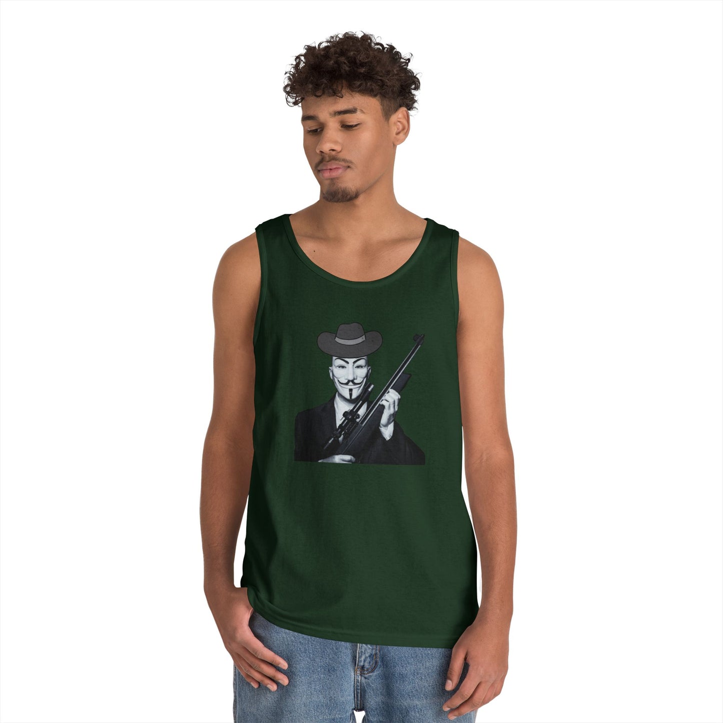 Guy Fawkes Tank Top for Activists – Unisex Heavy Cotton
