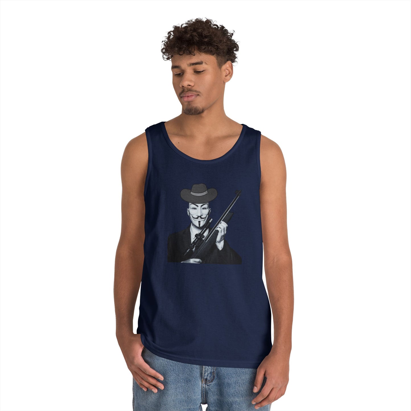Guy Fawkes Tank Top for Activists – Unisex Heavy Cotton