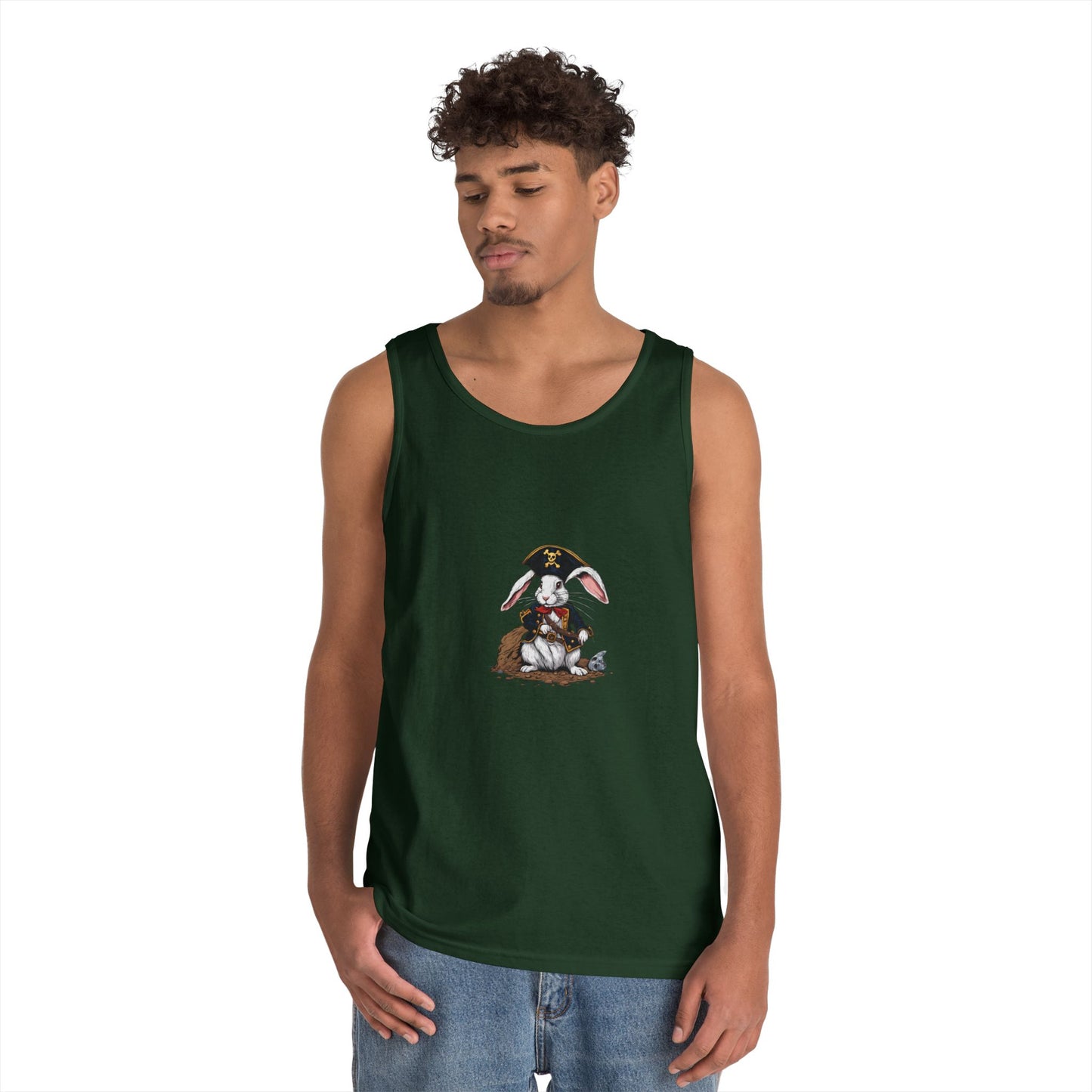 Pirate Bunny Unisex Heavy Cotton Tank Top | Fun Summer Apparel | Perfect for Festivals and Parties