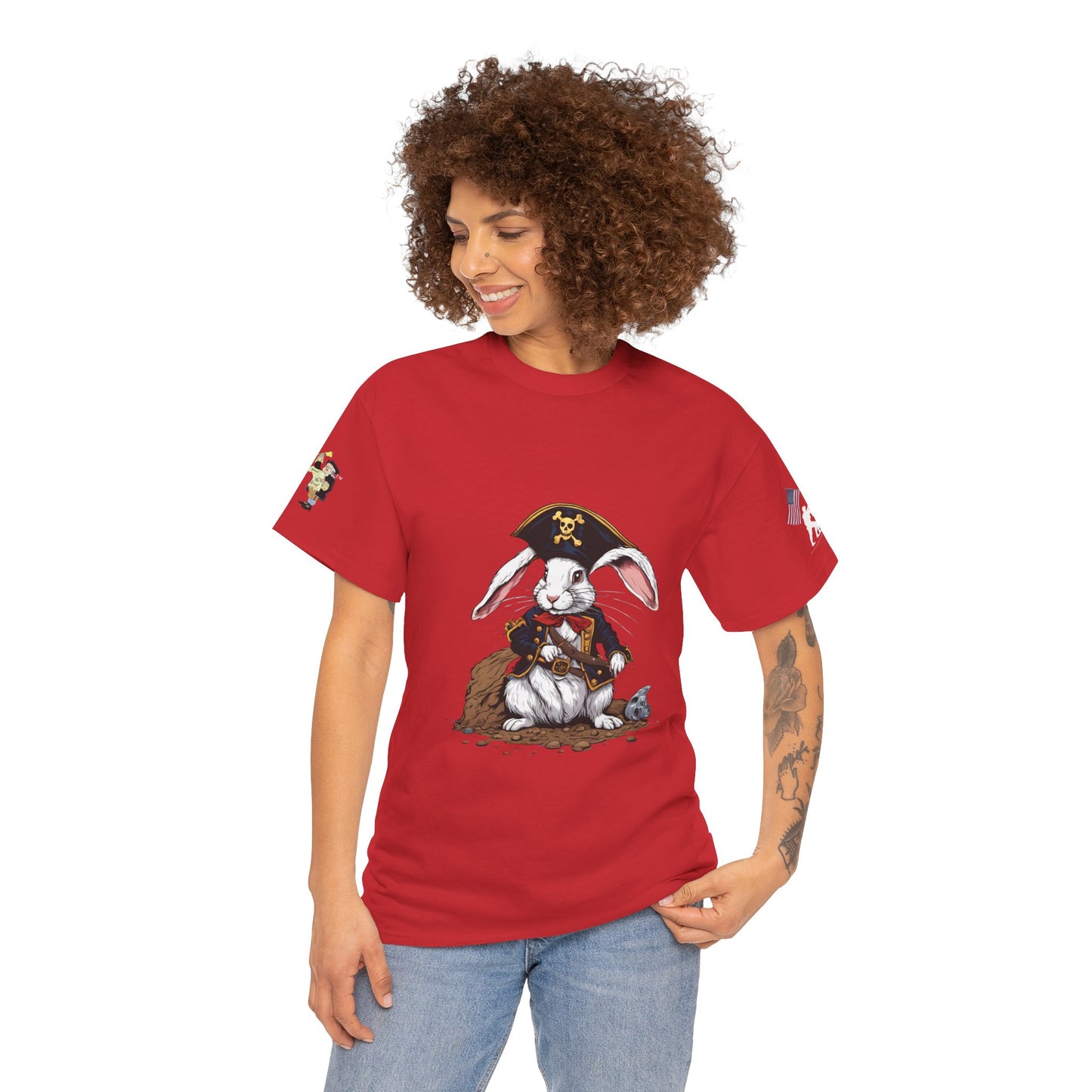 Pirate Bunny Unisex Heavy Cotton Tee - Adventure-Inspired Graphic T-Shirt