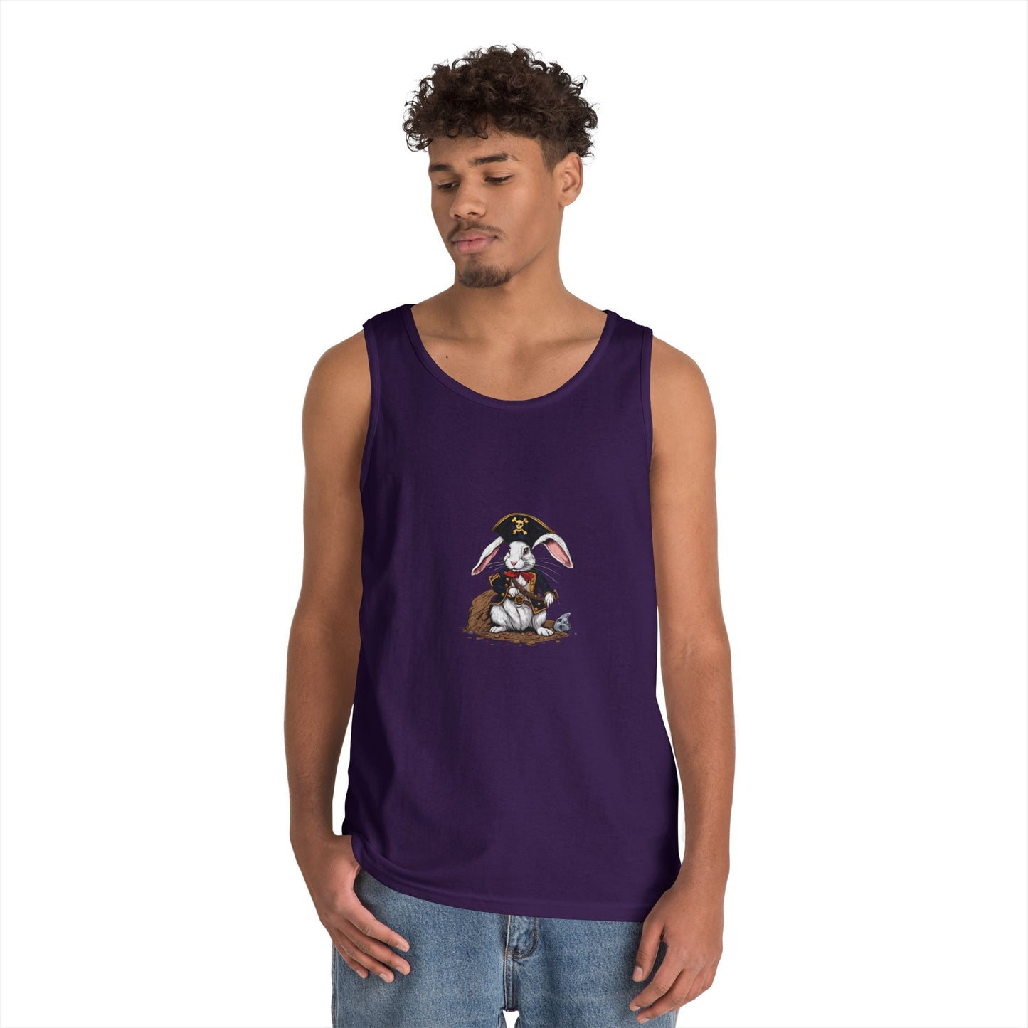 Pirate Bunny Unisex Heavy Cotton Tank Top | Fun Summer Apparel | Perfect for Festivals and Parties