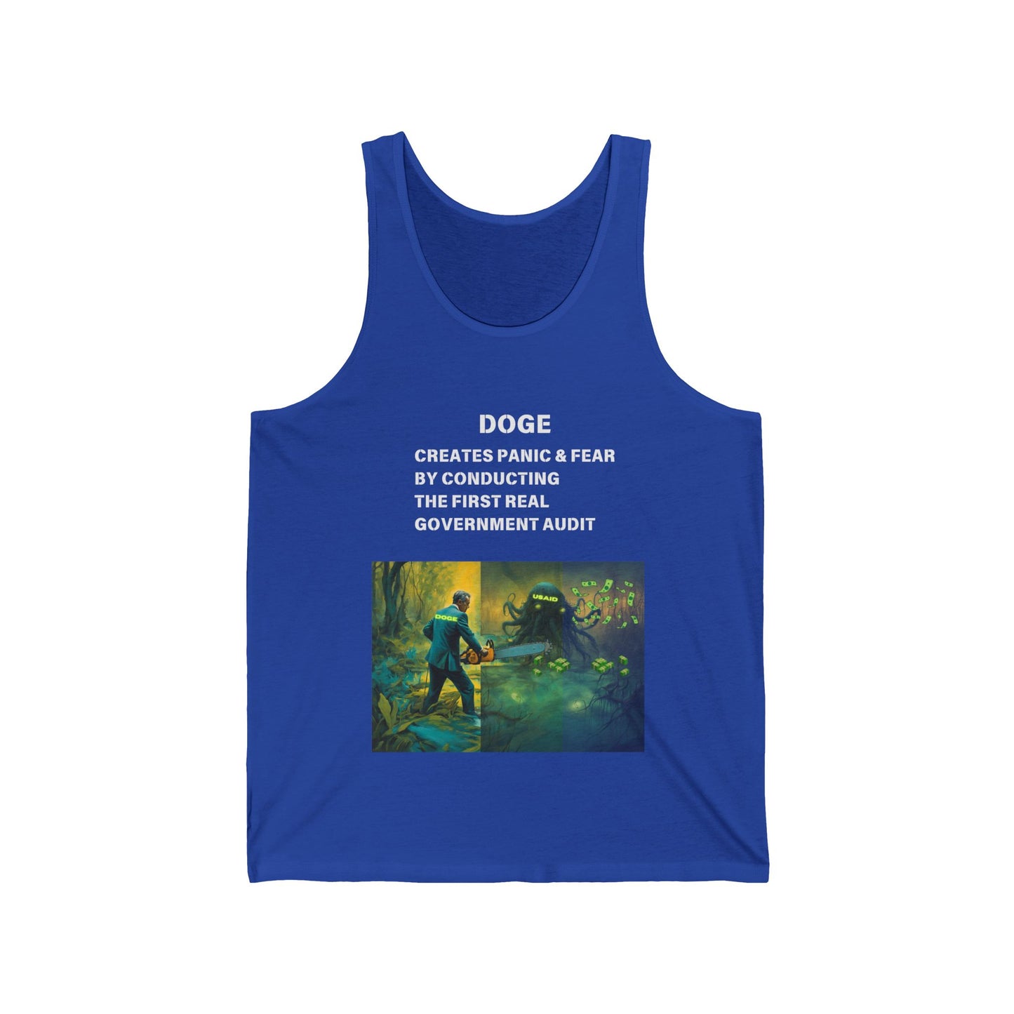 DOGE Panic in DC Bella Canvas Tank | Funny Graphic Tank Top, Summer Fashion, Meme Apparel, Gift for Doge Fans, Casual Wear